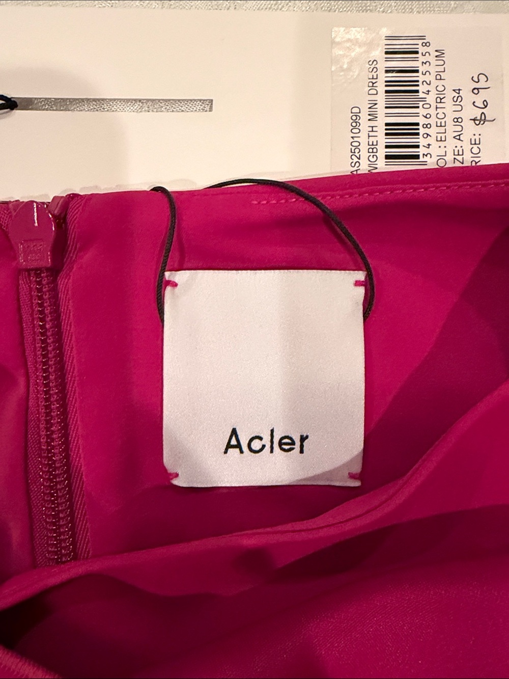 Acler Fuchsia Sculpted One-Shoulder Mini Dress - Picture 3 of 4